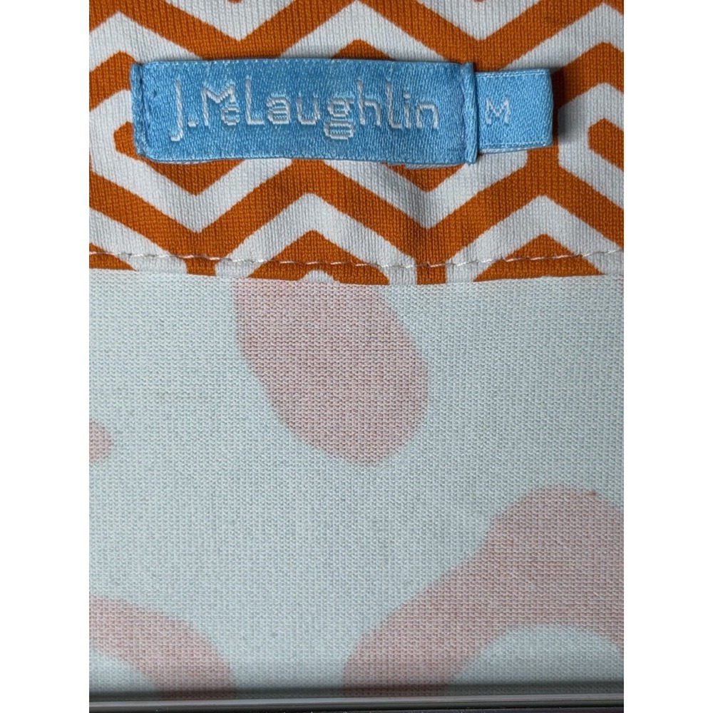 J. McLaughlin Blythe Faux Wrap Dress Blue Orange Print Catalina Cloth Size M - Picture 6 of 8